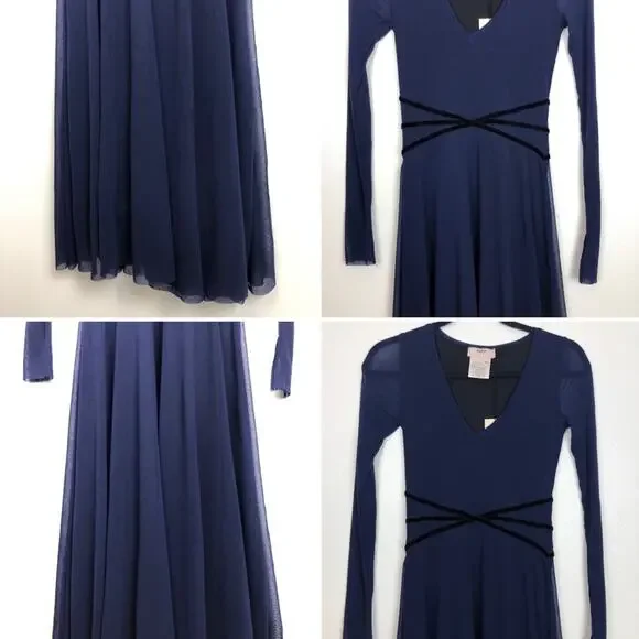 Fuzzi Velvet Long Sleeve Asymmetrical Maxi Dress - Picture 9 of 16